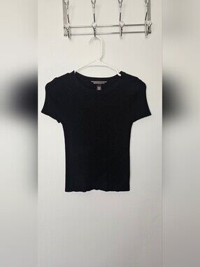 Victoria's Secret Women’s Black Short-Sleeve Ribbed Knit Top